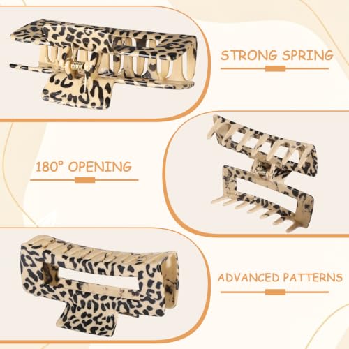 laxizar 4 Pcs Hair Clips 4.1 Inch Claw Clips Leopard Hair Accessories - color: leopard print 3
