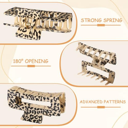laxizar 4 Pcs Hair Clips 4.1 Inch Claw Clips Leopard Hair Accessories - color: leopard print 3