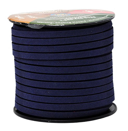 Mandala Crafts 5mm Dark Navy Blue Faux Suede Vegan Leather, Jewelry Making | 50 Yards Durable Flat Leather Strings, Laces & Strips for Bracelets, Necklaces, Braiding, Dream Catchers Supplies & Chokers - color: Dark Navy Blue, size: 5mm 50 Yards