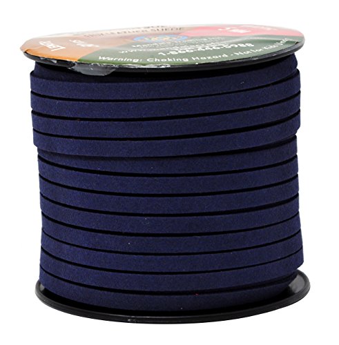 Mandala Crafts 5mm Dark Navy Blue Faux Suede Vegan Leather, Jewelry Making | 50 Yards Durable Flat Leather Strings, Laces & Strips for Bracelets, Necklaces, Braiding, Dream Catchers Supplies & Chokers - color: Dark Navy Blue, size: 5mm 50 Yards