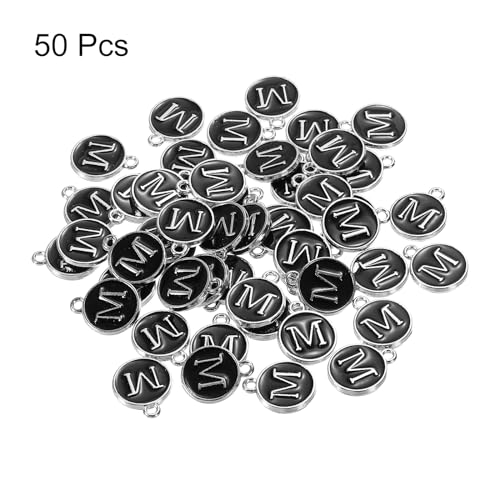 MECCANIXITY Alphabet Enamel Letter Charm Jewelry Charm Pendant for Jewelry Making, Bracelet, Craft - style: M