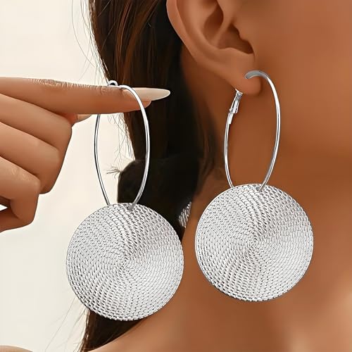 Gold Dangle Earrings for Women Long Statement Drop Boho Gold Chandelier Disc Tassel Earrings Dangle for Party Wedding Trendy Jewelry Gifts - color: A4-Silver Hoop