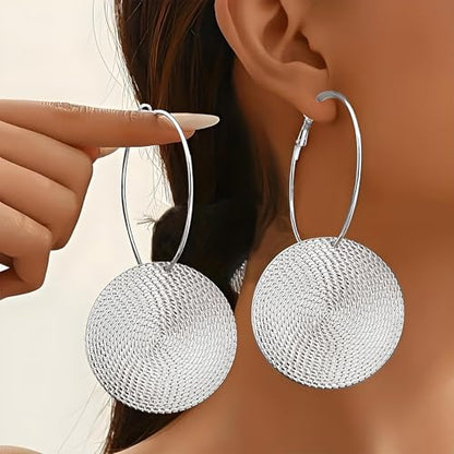Gold Dangle Earrings for Women Long Statement Drop Boho Gold Chandelier Disc Tassel Earrings Dangle for Party Wedding Trendy Jewelry Gifts - color: A4-Silver Hoop