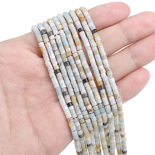 BEADIA Natural Amazonite Spacer Beads Caps Flat Round Loose Beads for Beading Jewelry Making 3mmx2mm 38cm - color: Amazonite, size: Flat Round 3mm x 2mm