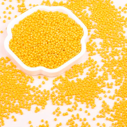 Legefo 4mm Glass Seed Beads Bulk, Orange-Yellow 6/0 Small Mini Pony Seed Beads, Tiny Round Craft Bead for Bracelet Necklace Wrist Jewelry Making Beading Weaving DIY Crafts Supplies, 1000pcs - color: Orange-Yellow