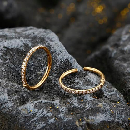 FASACCO 20G 18G 16G Cartilage Hoop Earring 316L Surgical Steel Silver Huggie Hoop Earrings Hypoallergenic Hinged Segment Rings Septum Nose Hoops Daith Conch Helix Tragus Piercing Jewelry 6mm/8mm/10mm - style: Gold-20G-8MM