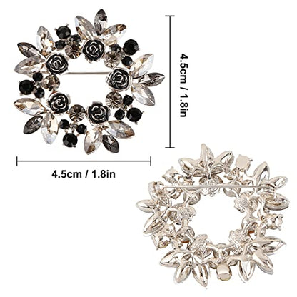 Pearl Diamond Brooch Pins for Dress Sweater Scarf, Wedding Party Decoration Birthday Christmas Gift - style: Rose Wreath