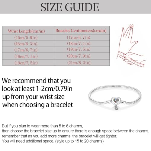 KUNSIR 925 Sterling Silver Palm Clasp Snake Chain Bracelet Basic Charm Bracelets Fit Any PDL Charm, with for Teen Women - style: KJB007