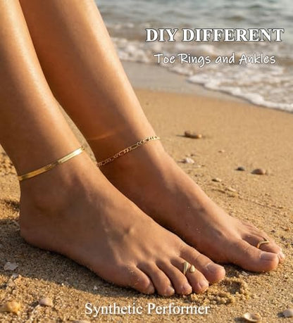 CASDAN 13Pcs Silver/Golden Toe Rings and Ankle Bracelets for Women | Layered Anklets Chain,Adjustable Open Tail Toe Ring,Waterproof Cuban Link Chain Anklets Set,Beach Foot Jewelry for Summer - color: Gold,B