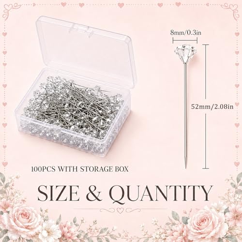 112 Pcs Sliver Crystal Wedding Bouquet Brooches for Women, Rhinestone Flower Brooch Pins Corsage Boutonniere Stick Pins for DIY Wedding Party Bouquets Embellishment Crafts Decor