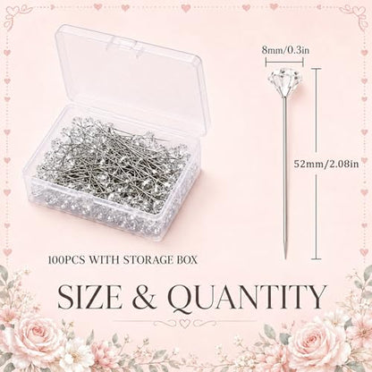 112 Pcs Sliver Crystal Wedding Bouquet Brooches for Women, Rhinestone Flower Brooch Pins Corsage Boutonniere Stick Pins for DIY Wedding Party Bouquets Embellishment Crafts Decor