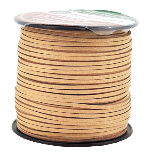 Mandala Crafts Faux Suede Cords Beige Leather Cords for Jewelry Making - 2.65mm Leather Laces Leather Strips Flat Vegan Leather Strings for Dream Catchers Supplies - color: Beige, size: 2.65mm 100 Yards