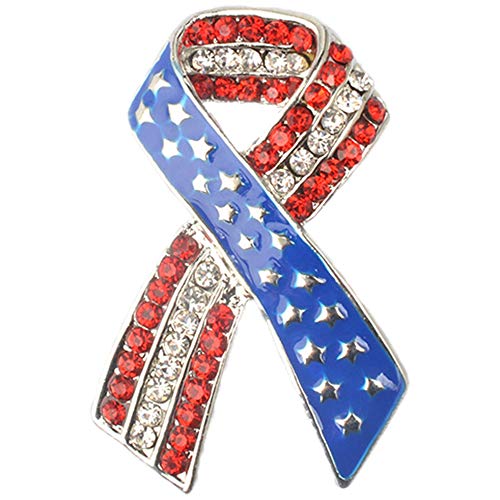 Premium Handmade Enamel Lapel Pin Brooch Badge - color: American Flag Ribbon, size: 1 Pin
