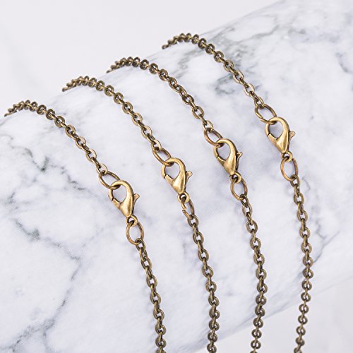 TecUnite 24 Pack Bronze Necklace Chains Bulk DIY Cable Link Chains for Jewelry Making(24 Inch) - size: 24 Inch