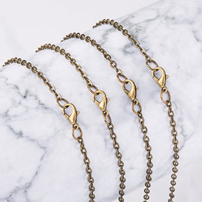 TecUnite 24 Pack Bronze Necklace Chains Bulk DIY Cable Link Chains for Jewelry Making(18 Inch) - size: 18 Inch