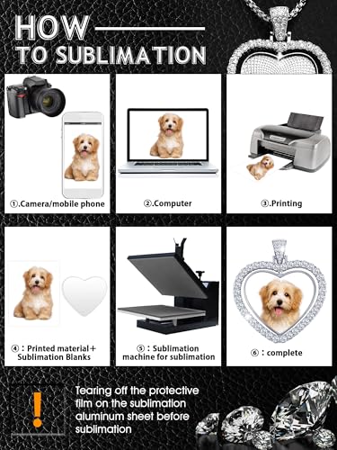 Junkin 24 Pcs Sublimation Rhinestone Trays Pendant Set, Including 6 Heart Shape Double Sided Blank Rhinestone Bezel Trays, 6 Pcs Thick Chains with 12 Sublimation Discs for Making (Silver) - color: Silver