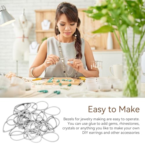 30PCS Teardrop Hollow Frame Pendant, Geometric Open Pendant Frame Earrings Beading Hoop Stainless Steel Linking Ring Connector for Jewelry Making Charms DIY Earrings Bracelets