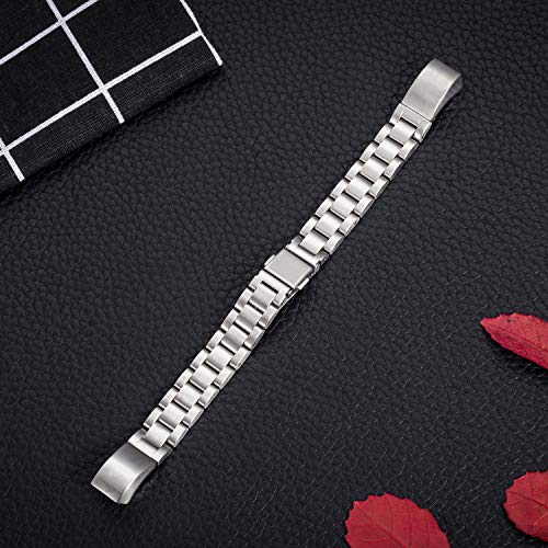 Compatible with Alta Bands Metal, Special Edition Replacement for Alta HR Stainless Steel Bands Adjustable Accessory Wristband Small Large for Alta Bracelet Women Men - color: Q1-03 Metal-Silver