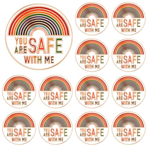 SANNIX 15Pcs You are Safe with ME Pins, Rainbow Enamel Lapel Pins Gay Pride Pin Brooches LGBTQ Supports Doctor Nurse Medical Students Brooch Pins Badge for Hat Backpack Decoration Accessories - style: Rainbow Pin