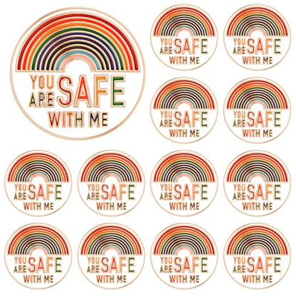 SANNIX 15Pcs You are Safe with ME Pins, Rainbow Enamel Lapel Pins Gay Pride Pin Brooches LGBTQ Supports Doctor Nurse Medical Students Brooch Pins Badge for Hat Backpack Decoration Accessories - style: Rainbow Pin