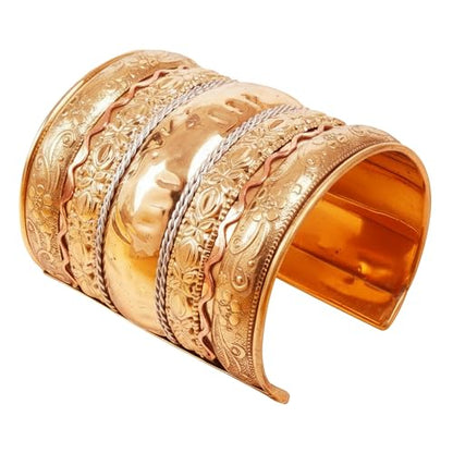 Touchstone Indian Bollywood Handcrafted Slip In Easy To Wear Stylish Wrist Enhancer Designer Broad Jewelry Cuff Bracelet For Women and Men. - style: 1 Broad Convex