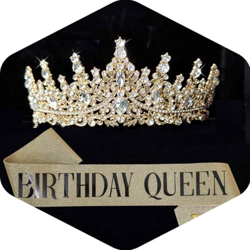Tiaras and Crowns for Women Crystal Princess Tiaras Rhinestone Queen Crowns For Wedding Bridal Birthday Prom Pageant Party (Tiara 100) - color: Gold 2