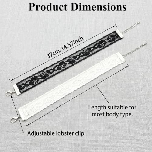 2Pcs Black White Lace Choker,Lace Goth Tattoo Necklace Set for Women | Velvet Lace Choker Necklaces Set Adjustable Gothic Tattoo Necklaces,Classic Choker Chain Jewelry Gifts for Women Layered