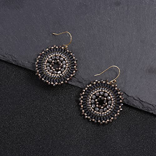 Colorful Summer Beaded Earrings For Women Crystals Glass Bead Dangle Drop Bohemia Earrings Statement Earrings For Women - color: Grey