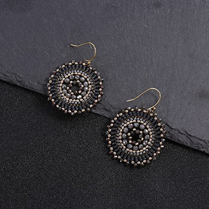 Colorful Summer Beaded Earrings For Women Crystals Glass Bead Dangle Drop Bohemia Earrings Statement Earrings For Women - color: Grey