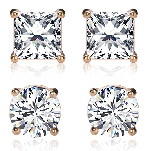 Earrings Holy Stud Earrings for Girls/Women, Sliver Gold Wedding Earrings for Bridesmaids - color: 8mm Square Base|Gold