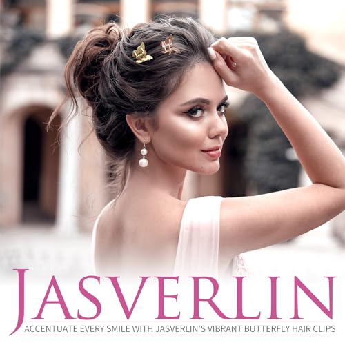 JASVERLIN Mini Butterfly Hair Clips for Girls Women - Y2K Small Tiny Cute Hair Accessories Non-Slip Claws Clip - 90S Silver Gold Brown Color 50 pcs (Metallic Harmony) - color: Metallic Harmony