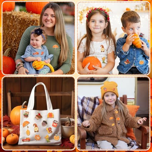 SANNIX 15Pcs Fall Pins, Autumn Enamel Pins Bulk Thanksgiving Lapel Pins Pumpkin Maple Leaf Brooch Pins for Fall Party Favors Clothes Bags Hats Accessories, 15 Styles - style: Fall Pin