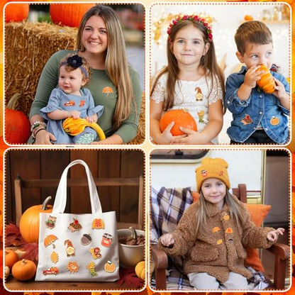 SANNIX 15Pcs Fall Pins, Autumn Enamel Pins Bulk Thanksgiving Lapel Pins Pumpkin Maple Leaf Brooch Pins for Fall Party Favors Clothes Bags Hats Accessories, 15 Styles - style: Fall Pin