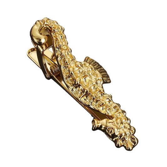 Gold Tie Clip for Men Cat/Treble Clef/Seahorse/Paw Print/Skull Tie Bar Jewelry Accessories Gifts for Holiday - color: Seahorse