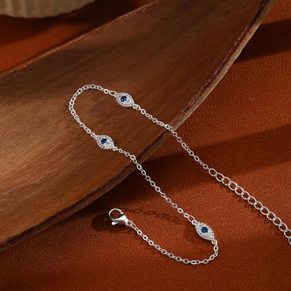 Ankle Bracelets for Women 14K Gold/Silver Plated Cross Heart Bead Anklet Waterproof Adjustable Chain Non Tarnish Cute Boho Trendy Dainty Summer Beach Foot Jewelry Gift for Her - style: Evil Eye-SL