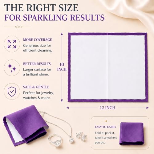 Bonison 6 Pack Large Silver Polishing Cloth – 10"x12" Jewelry Cleaning Cloth & Multi-Layer Jewelry Polishing Cloth for Silver, Gold, Diamond, Platinum, Coins, Watches, Gemstones (Purple & Deep Gray) - color: Set of 6 Cloths (Deepgray & Purple)