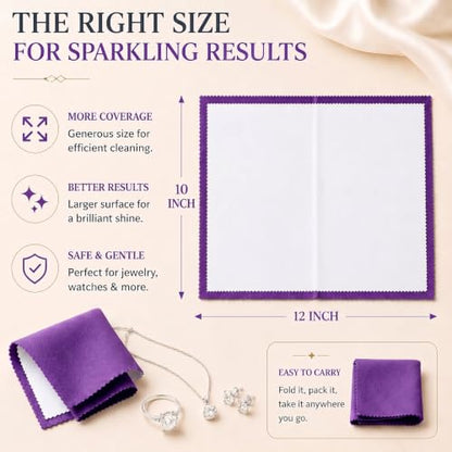 Bonison 6 Pack Large Silver Polishing Cloth – 10"x12" Jewelry Cleaning Cloth & Multi-Layer Jewelry Polishing Cloth for Silver, Gold, Diamond, Platinum, Coins, Watches, Gemstones (Purple & Deep Gray) - color: Set of 6 Cloths (Deepgray & Purple)