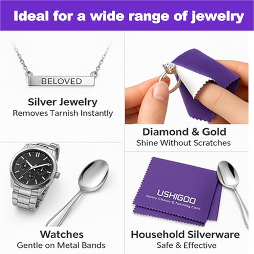 2pcs Jewelry Cleaner&Polishing Cloth for Ring,Earring,Watch and Coins Care | Sterling Silver Gold Platinum Tarnish Remover,Non-Toxic Eco Friendly,Jewelry Cleaning Cloth - color: Gray