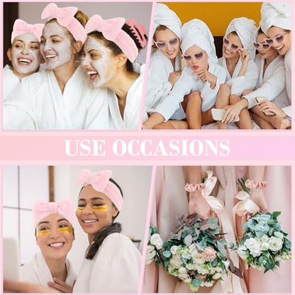Semato 4 Pcs Pink Bridesmaid Proposal Gifts Bridesmaid Spa Headband, Hair Claw Clips, Heart Shaped Sunglasses and Smooth Satin Scrunchies - color: Pink
