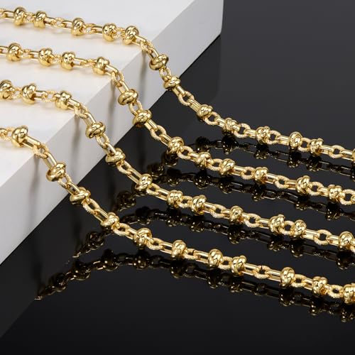 Chunky Chains for Jewelry Making 18K Gold Plated Craft Chain Roll | 6.5 Feet Buckle Chain Links for Women Men DIY Necklace Bracelet Handcrafts Supply Jewelry Findings - color: Buckle Gold