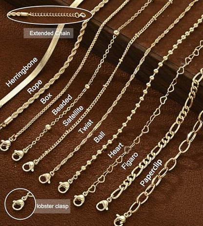 10 Pcs Gold Bracelets for Women, 14K Gold Plated Stackable Cuban Link Paperclip Chain Bracelet Set, Dainty Gold Bracelets Stack Jewelry - color: Gold