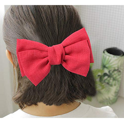 Hair Bow Clips, Stocking Stuffers for Women - French Hair Bows Barrette Hair Accessories for Adults Women Girl and Ladies - Ideal Gift for Birthday,Daily Wear and Holiday Present (6pcs)