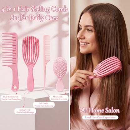 20 Pcs Gift Basket for Women Hair Care Pack Includes Self Care Beauty Set Hair brush Set for Women, Mom Friend Sister Wife Grandma Girlfriend Daughter(Pink) - color: Pink