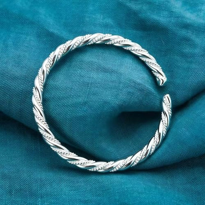 925 Sterling Silver Bangles For Women Handmade Silver Bangles Open Adjustable Bangle Bracelets For Women Silver Open Cuff Bracelets Stackable Wrap Bangles Festival Jewelry Gifts - color: Style 21
