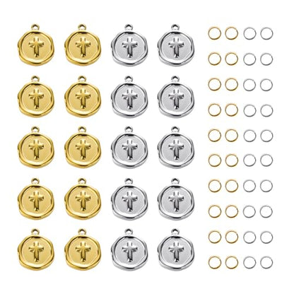 Gold Plated Stainless Steel Cross Charm for Men and Women Necklace Bracelet DIY Jewelry Charms Pendants Bulk - color: Cross Gold Silver