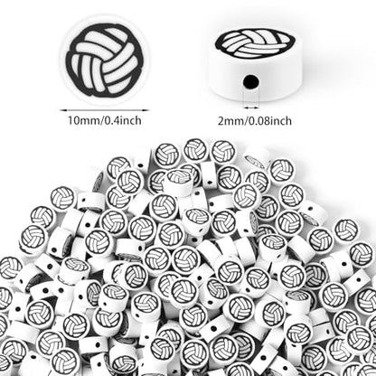 300Pcs Volleyball Polymer Clay Beads 10mm Sport Clay Beads Charms for Bracelets Necklaces Earrings and Crafts Supplies - color: Volleyball Color