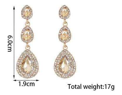 Elegant Rhinestone Statement Earrings Sparkly Cluster Crystal Drop Dangle Earrings Teardrop Chandelier Earrings Wedding Bridal Prom Earrings for Women - color: A:Champagne 2