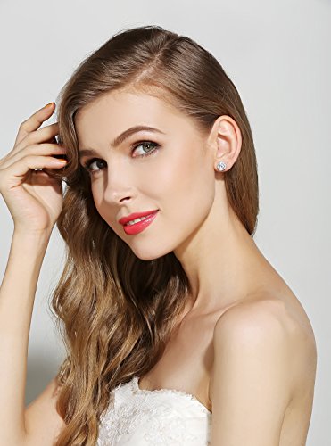 SBLING Platinum Plated Cubic Zirconia/Austrian Crystal Cushion Shape Halo Pendant Necklace/Earrings - color: Match Earrings-Cubiz Zirconia