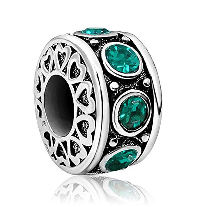 Birthstone Birthday Compatible With Pandora Charms Bracelet | Heart, Birthstone, Birthday Cake, Womens Bead Charms for Bracelets, Christmas Jewelry - style: May Birthstone