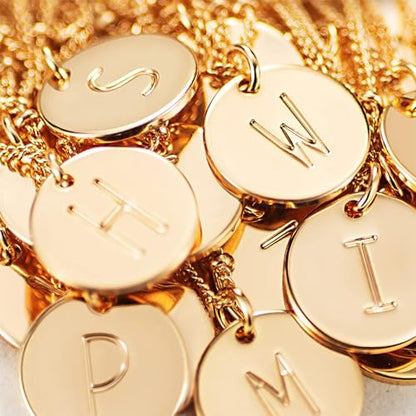 Initial Necklaces for Women Trendy, 14K Gold Plated Letter Necklace Stack Round Coin Disc Pendant Layered Choker Cuban Chain A-Z Gold Necklace Personalized Jewelry Gift Sets for Women - color: E
